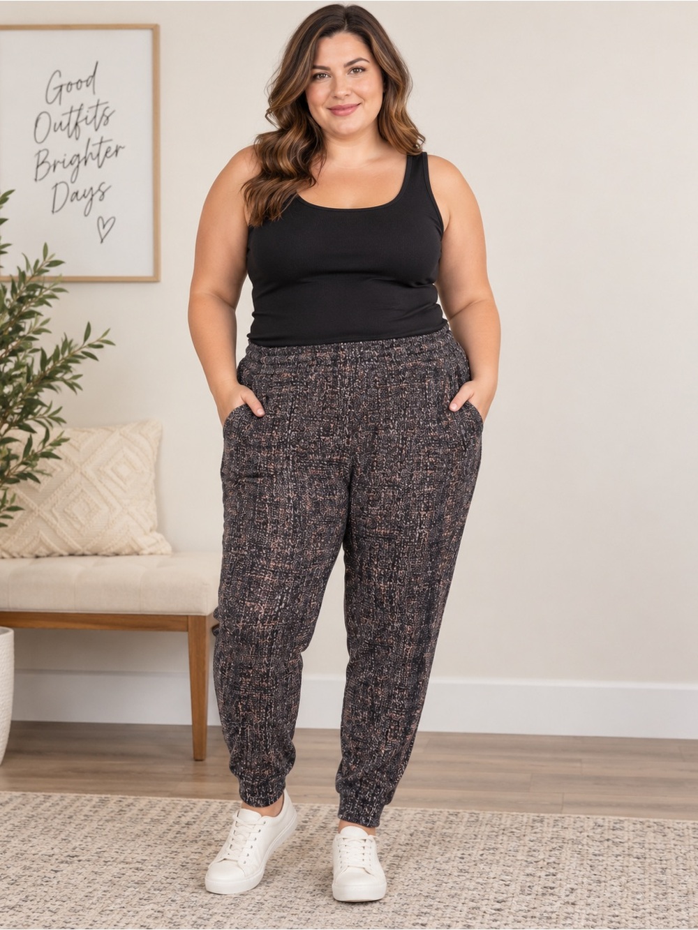 torrid Black Marled Joggers with Subtle Brown Fleck